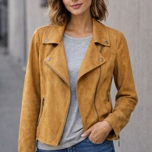 Bagatelle Tan Women's Moto Zippered Jacket XS